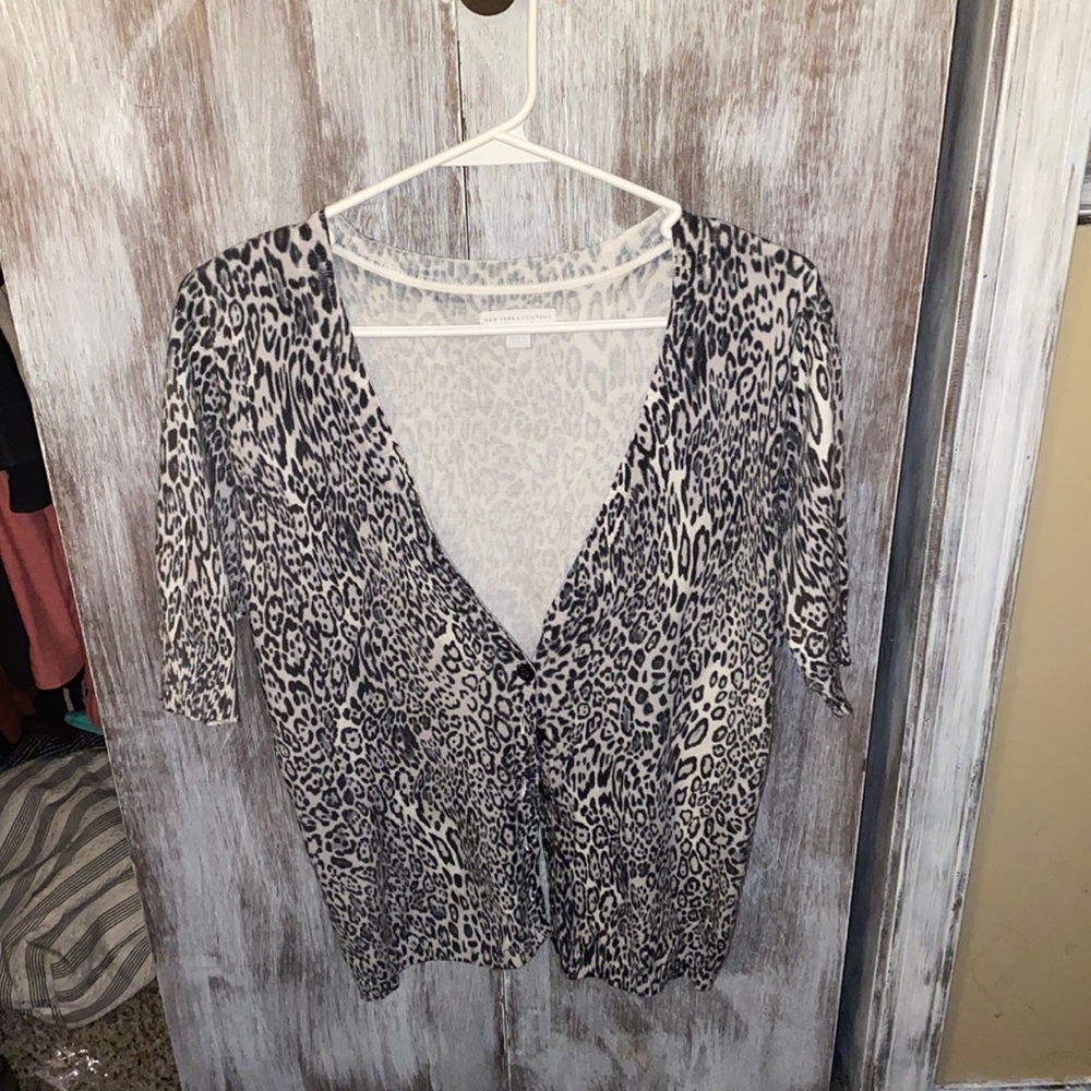 Leopard print short-sleeved cardigan